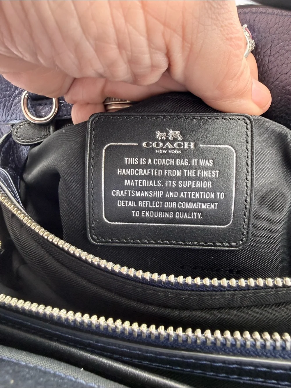 Coach Mercer 24 Satchel Metallic Navy Pebbled Leather Crossbody
